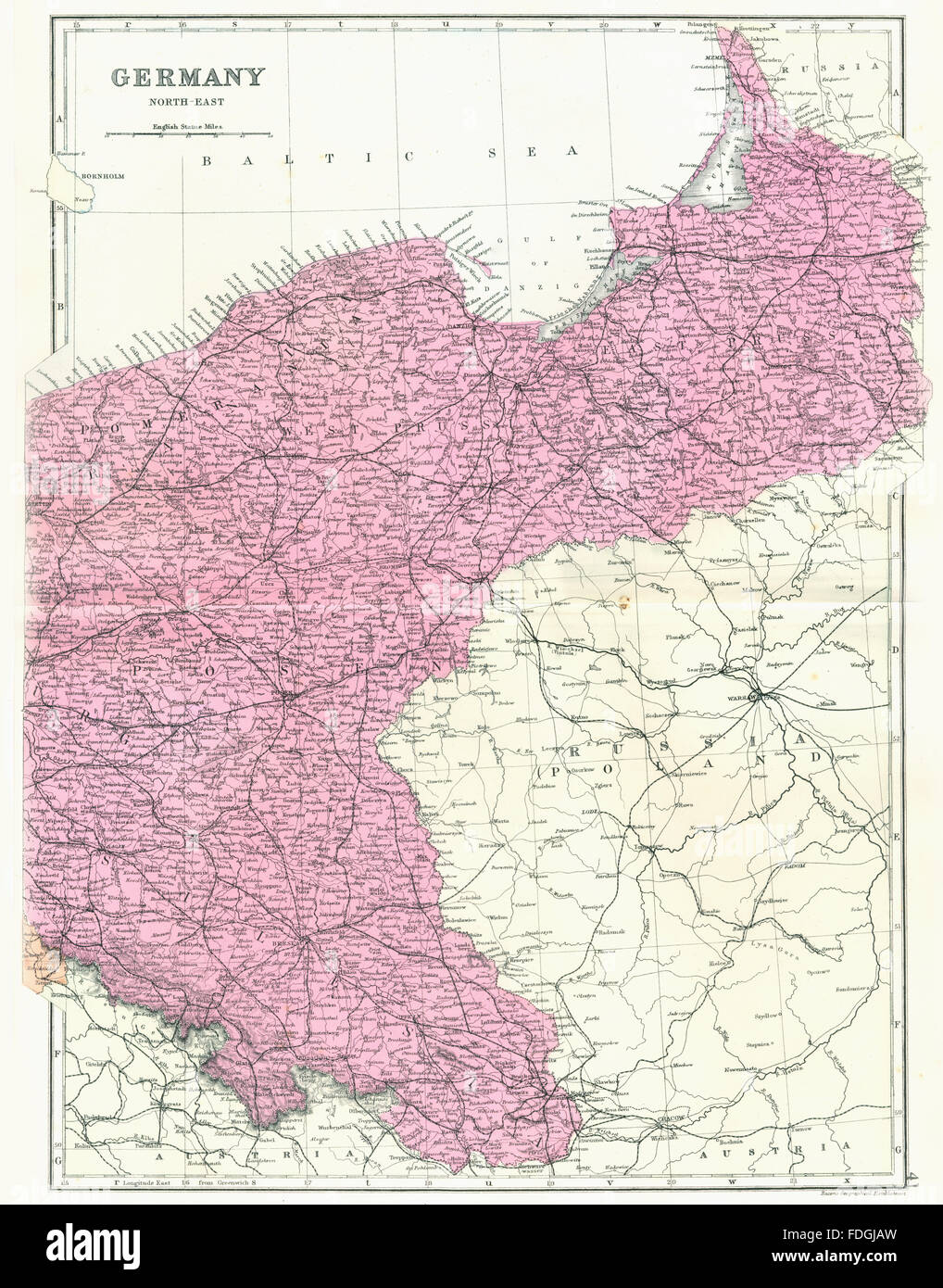 Deutschland Polen: Deutsche Reich NE:Prussia Pommern Posen Schlesien. Speck, 1895-Karte 