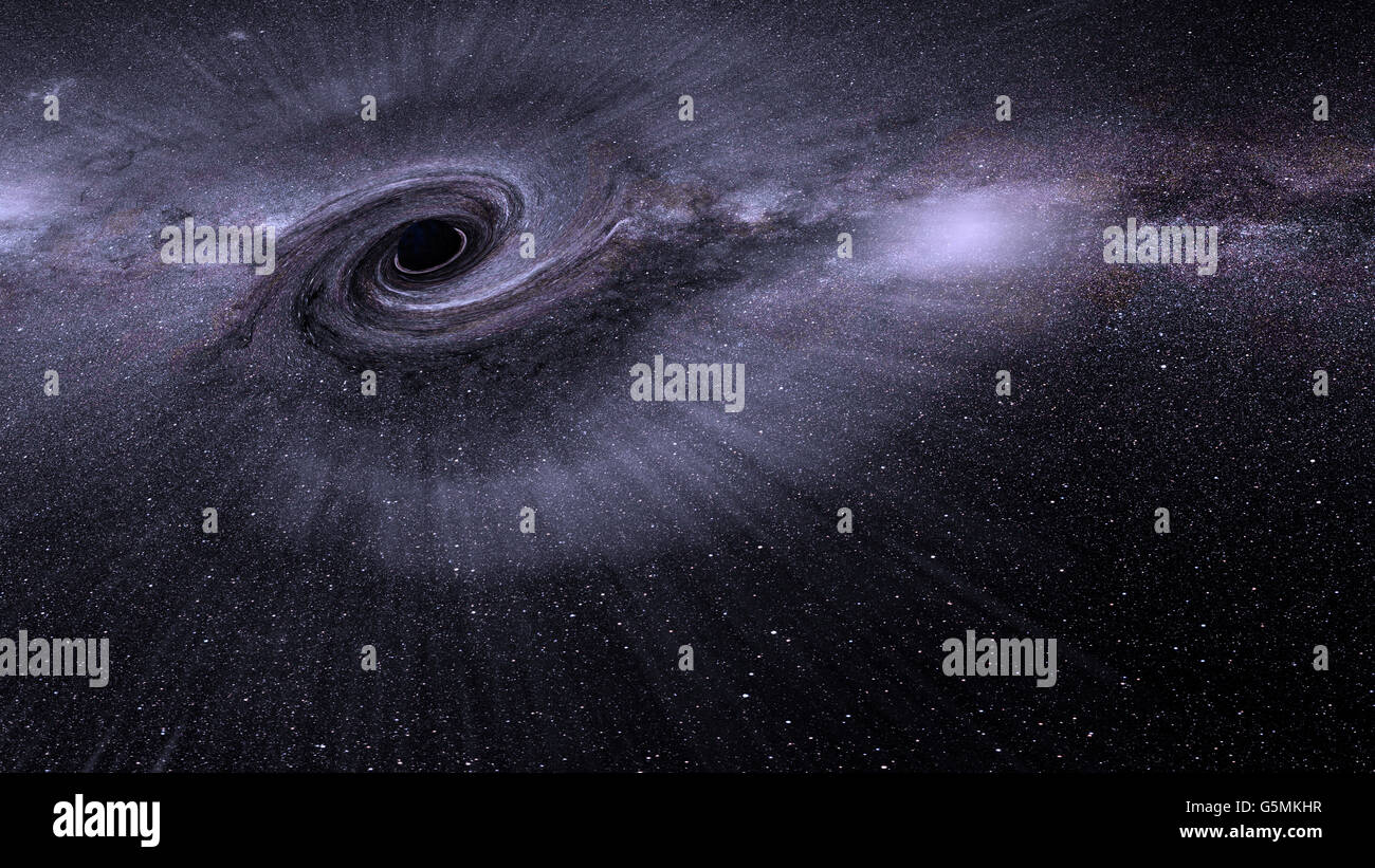 Das Schwarze Loch Im Weltall Ein schwarzes Loch im Weltraum mit immensen Schwerefeld Stockfoto, Bild
