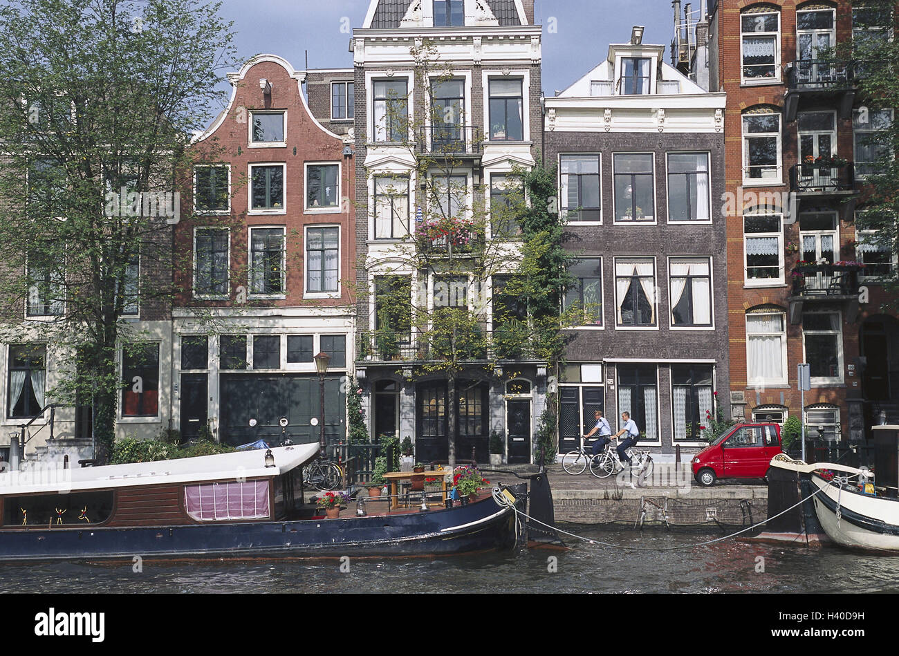 Niederlande, Amsterdam, Grachtenhäuser, Bootssteg, Stiefel, Europe, Western, Europa, Nederland