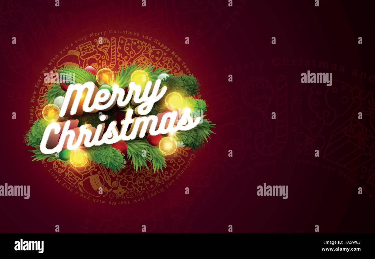 Vektor Weihnachtskarte Design Vorlage Frohe Weihnachten 3d Text Auf