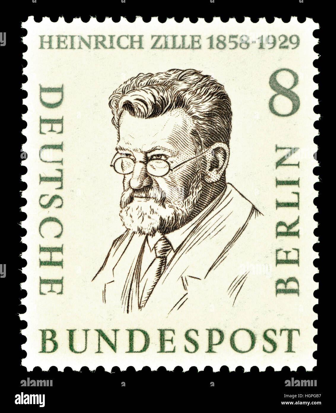 Deutsch W Berlin Briefmarke 1958 Rudolf Heinrich Zille 1858