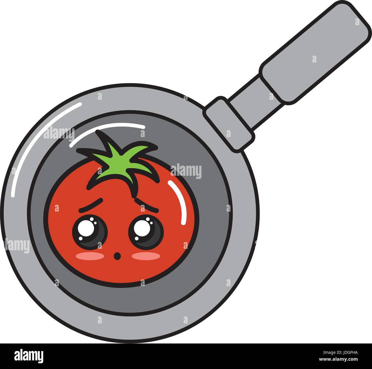 Kawaii Niedlich Gl Cklich Tomate Gem Se In Bratpfanne Pfanne Stock