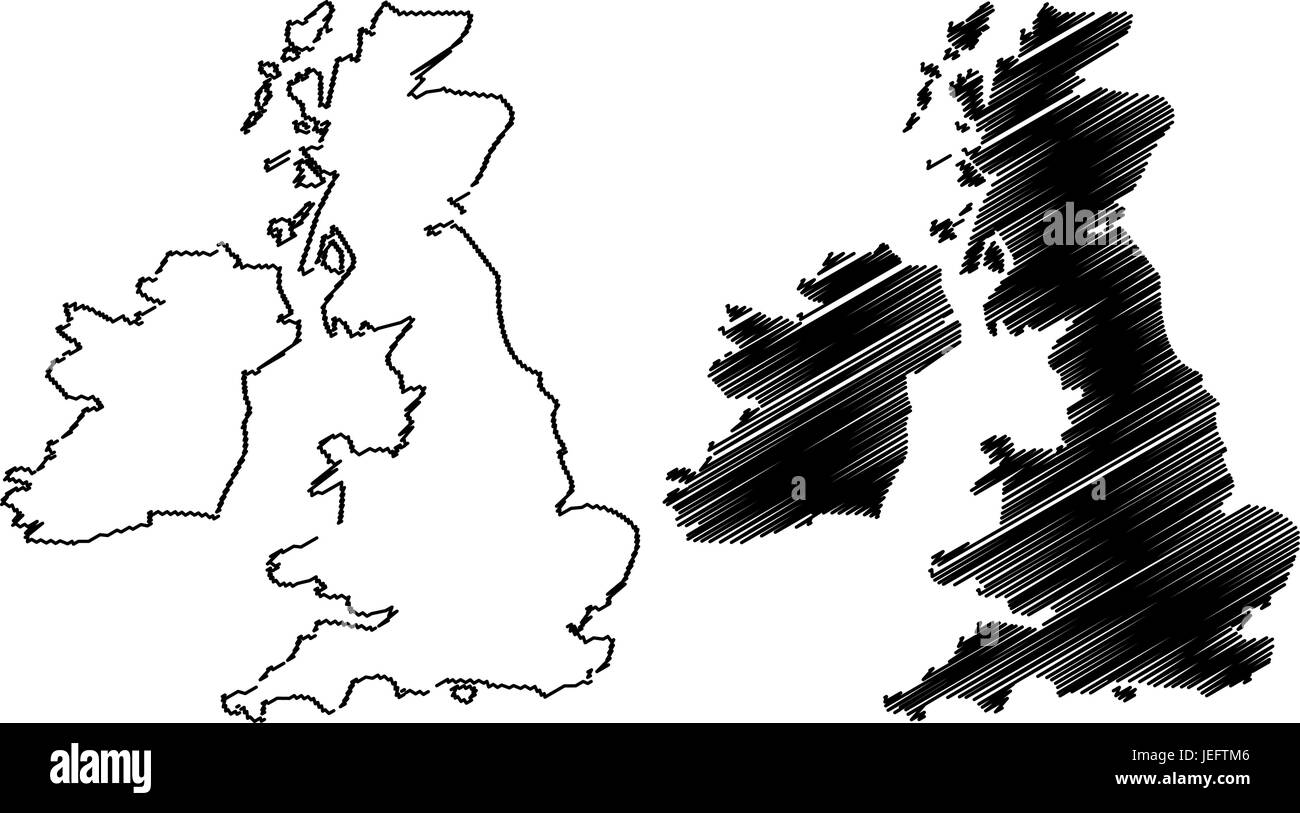 Britischen Inseln Karte Vektor Illustration Freihand Skizze British