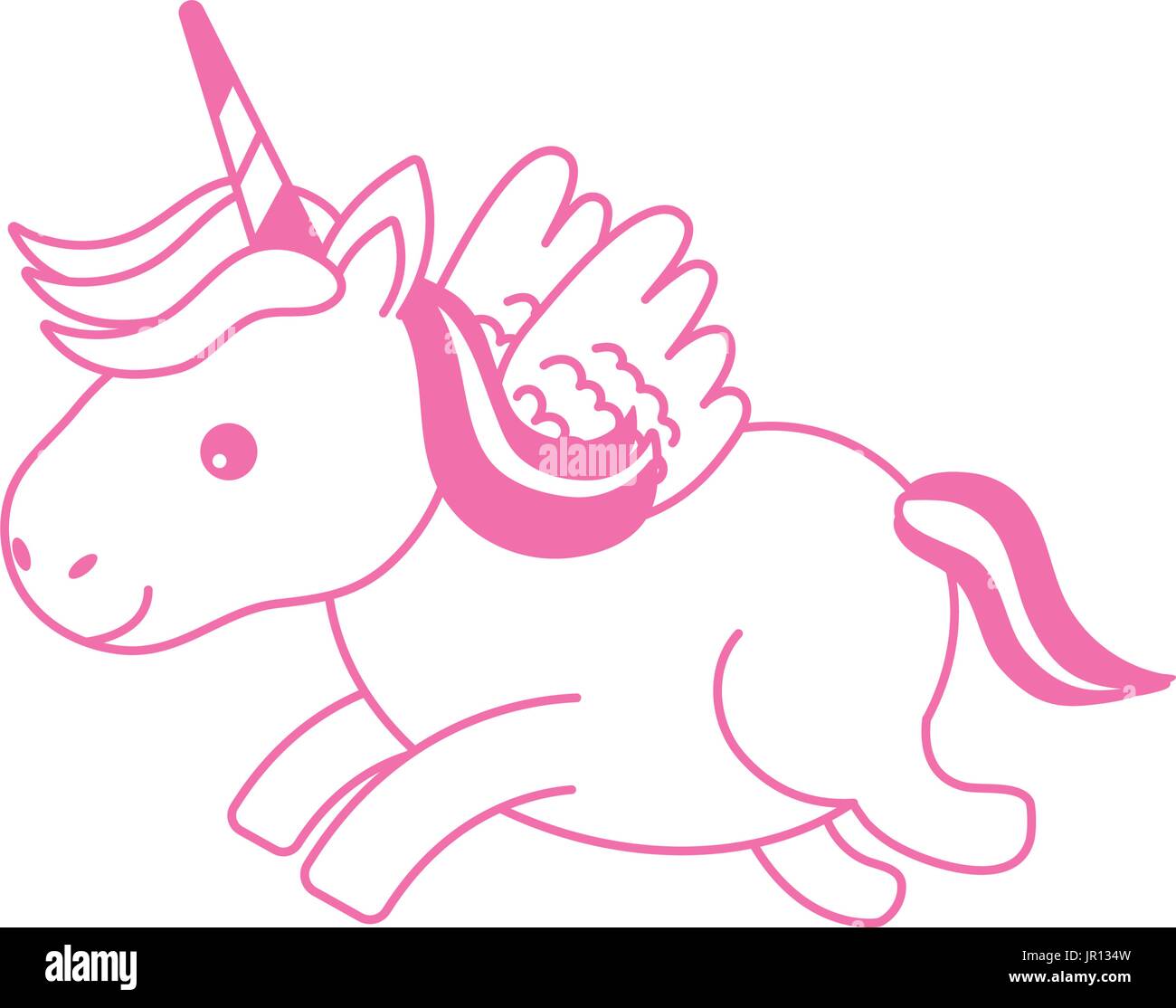 Silhouette niedlichen Einhorn mit Horn und Flügel design Vektor