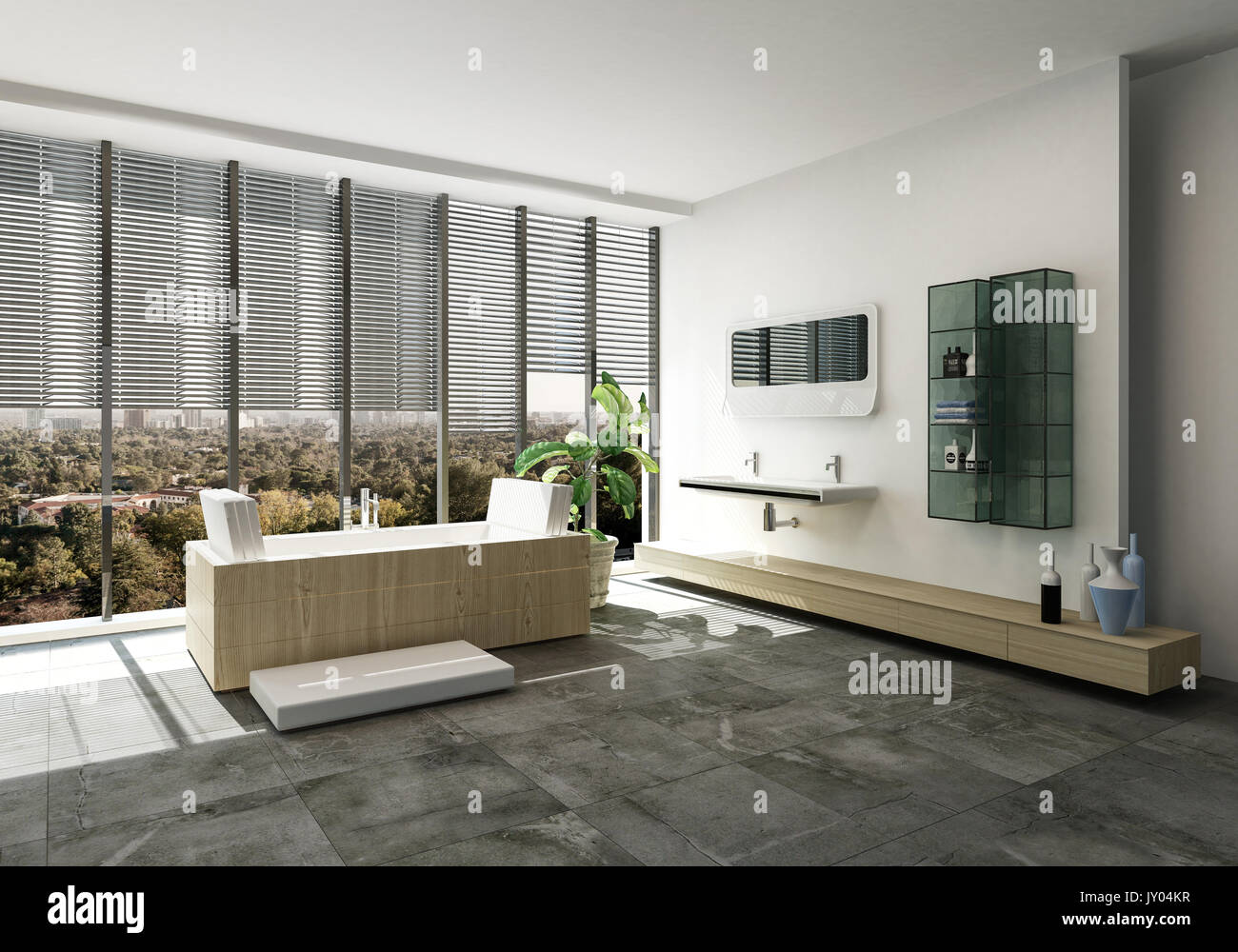 Elegante designer Bad Interieur mit rechteckige Wanne und Wand ... Elegante designer Bad Interieur mit rechteckige Wanne und Wand ...