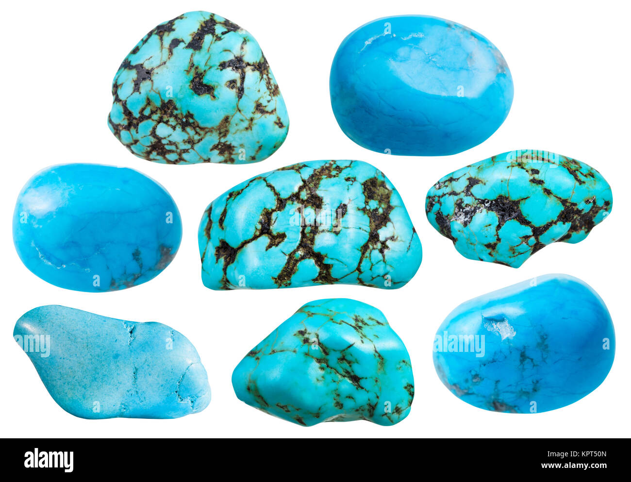 Satz von verschiedenen Blue howlite (turquenite, turquonite, Türkis