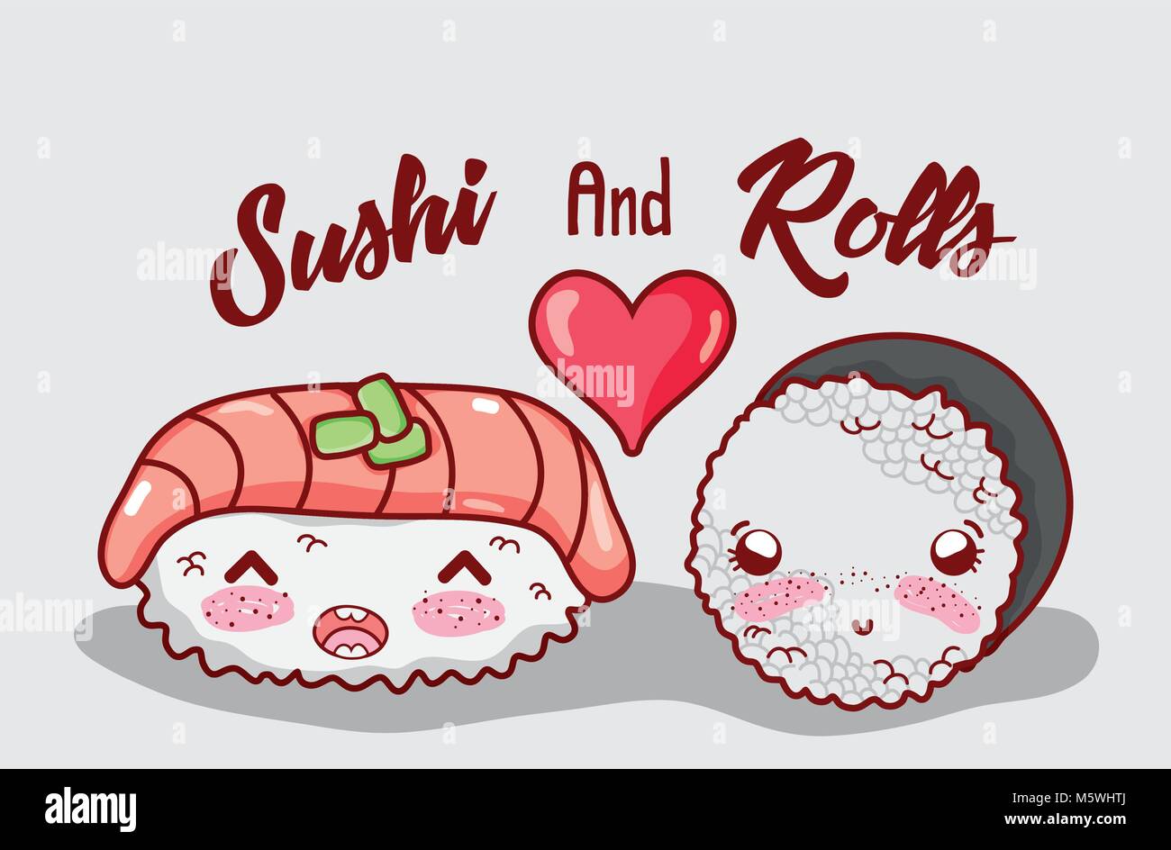 Sushi und Brötchen niedlich kawaii Cartoons Vector Illustration graphic