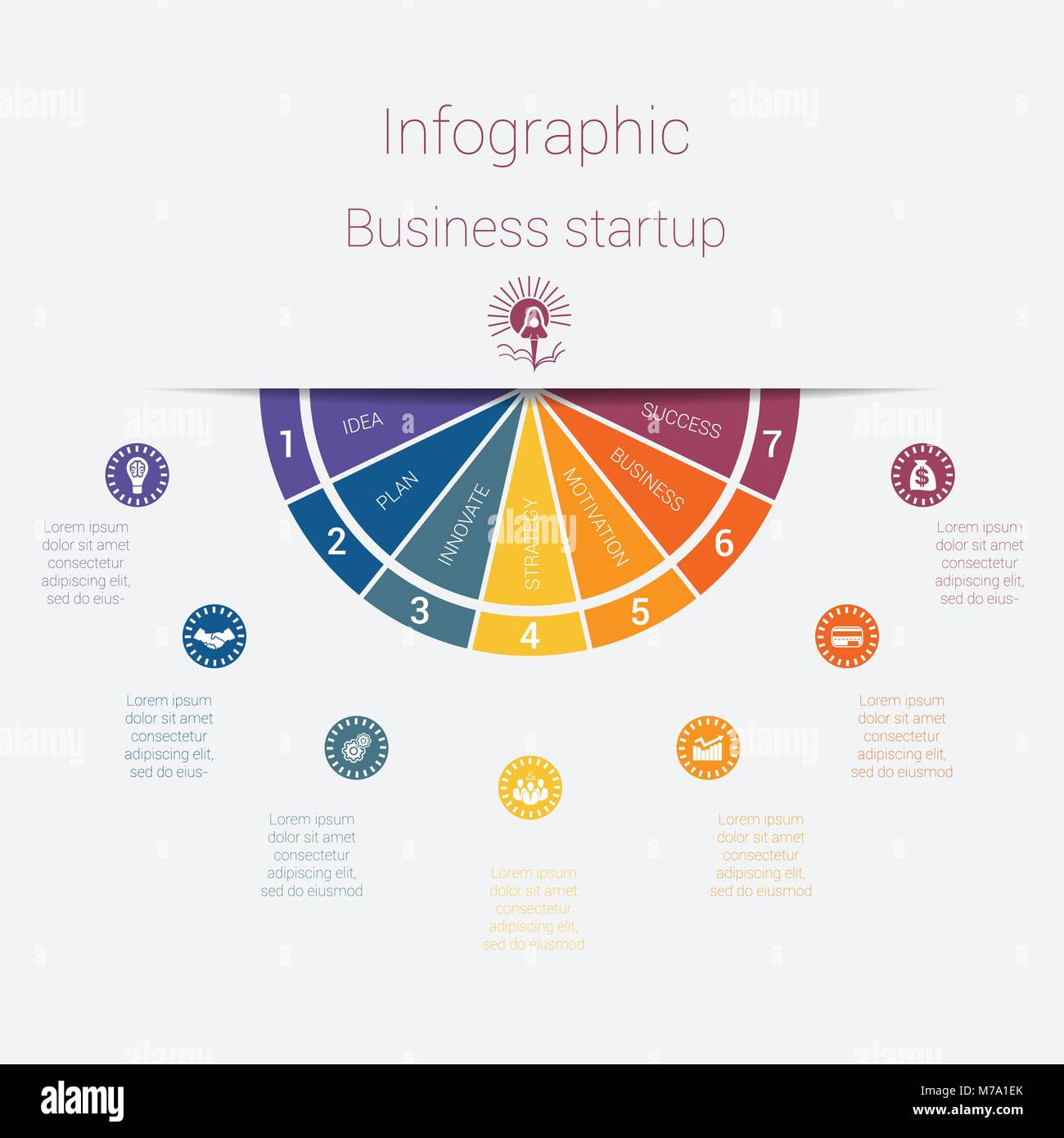 Vektor Halbkreis Vorlage Infografiken Startup Business Konzept Mit