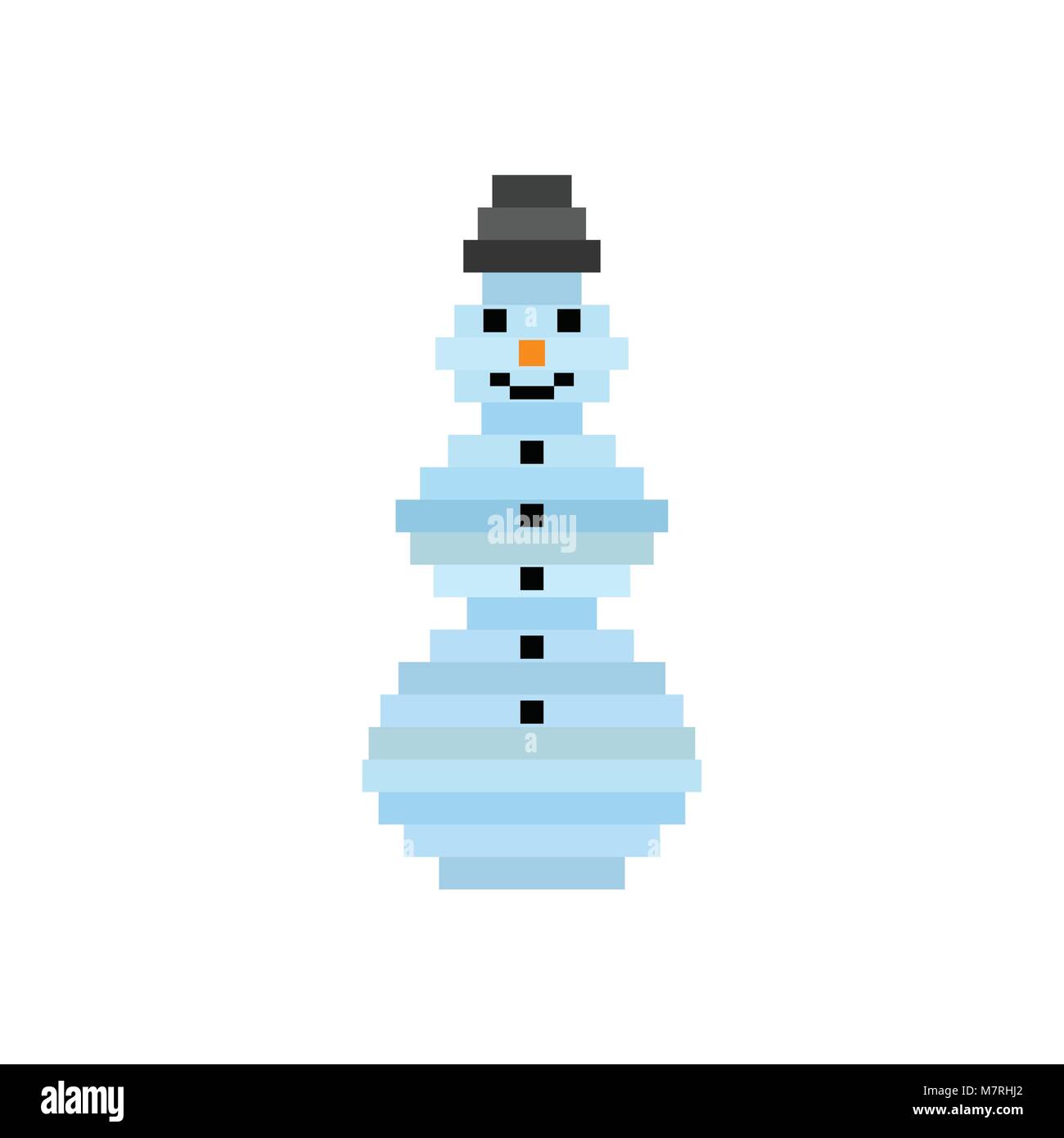 Vektor Pixel art Schneemann Weihnachten Hintergrund Grußkarten für