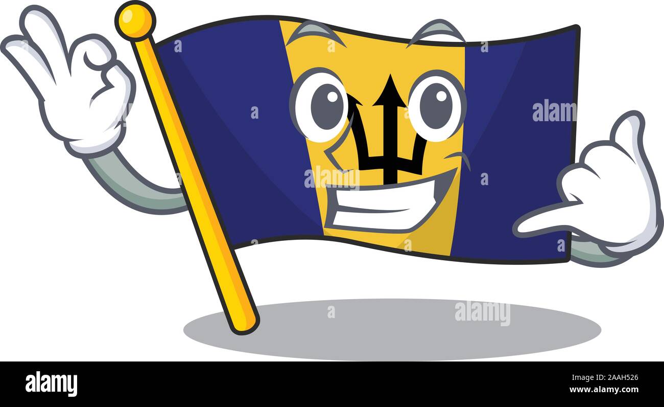 Bandera De Barbados En Dibujos Animados Con El Personaje De Llamarme Imagen Vector De Stock Alamy