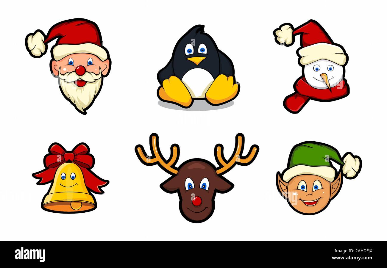 Ilustración de personajes de Navidad del Cute Santa Claus Penguin