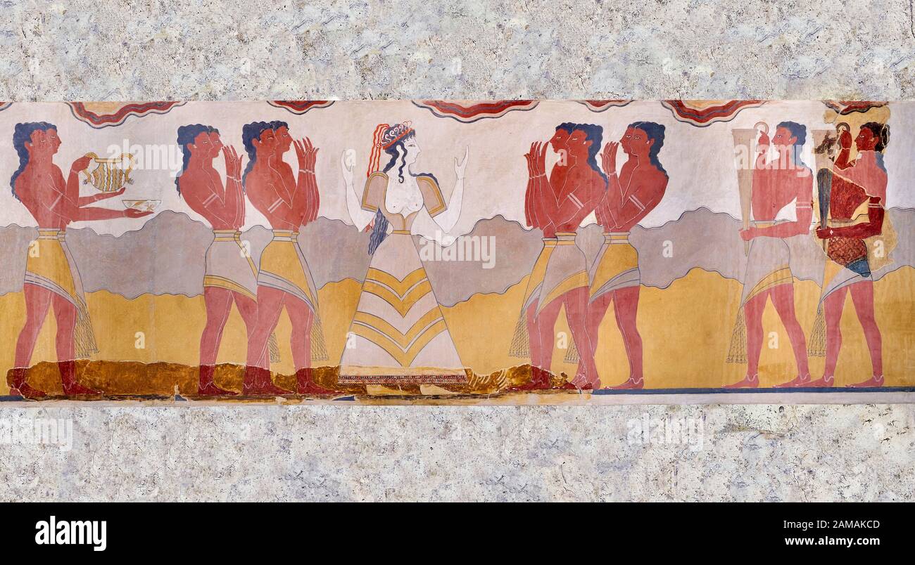 El Minoan Procesi N Fresco Arte Mural Del Sur De Prpylaeum Palacio