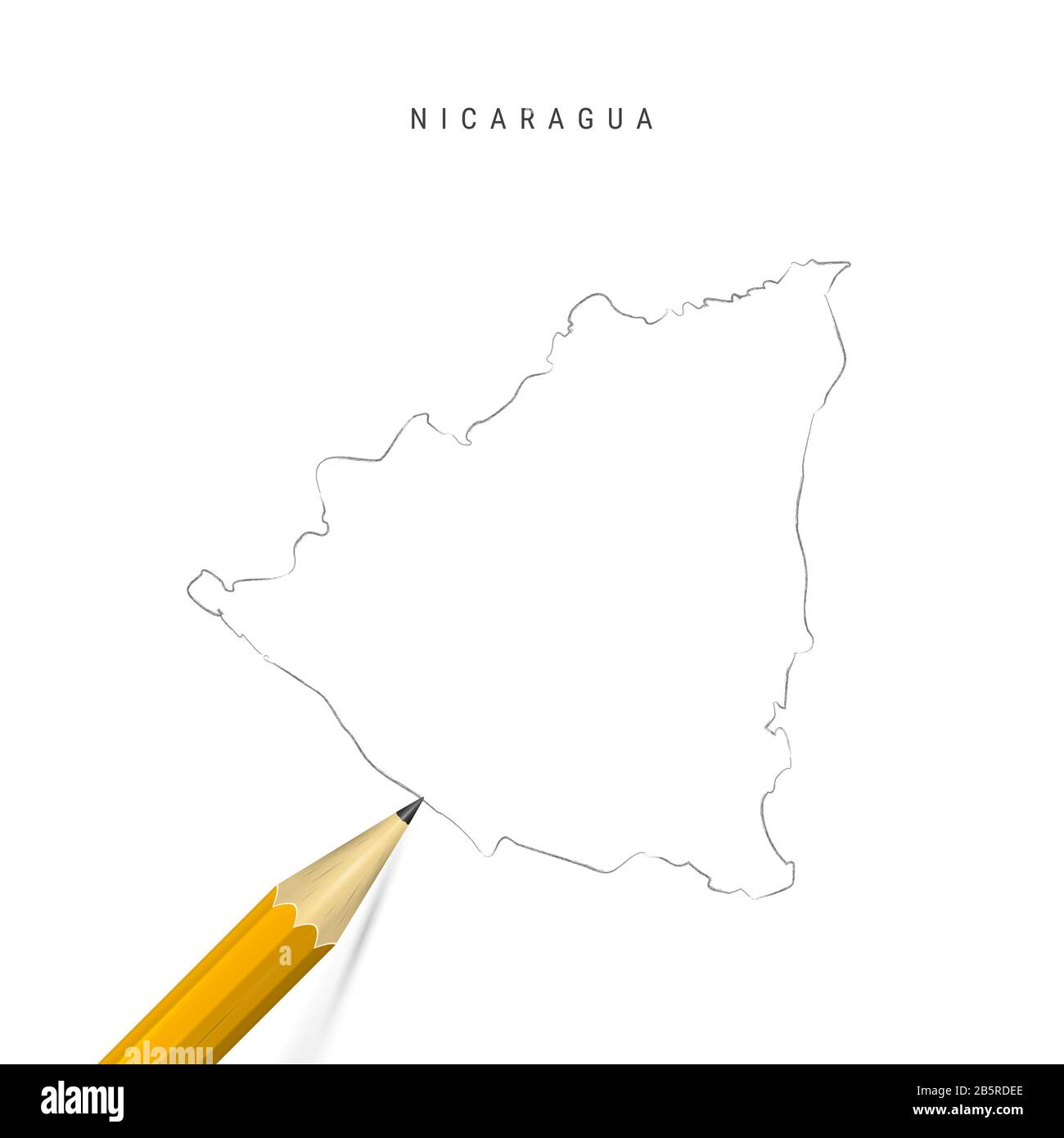 Nicaragua A Mano Alzada L Piz Bosquejo Mapa Aislado Sobre Fondo Blanco