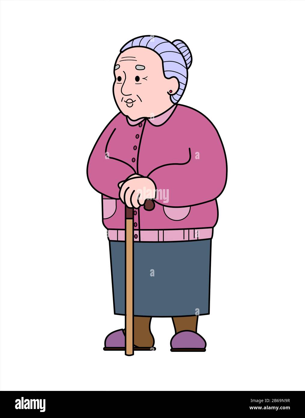 Mujer Vieja Vectorial Con Ca A Buena Abuela Jubilado Babushka Mujer