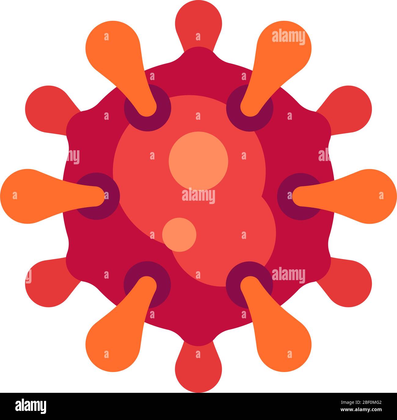 Icono de virus plano SARS CoV 2 Ilustración del vector coronavirus