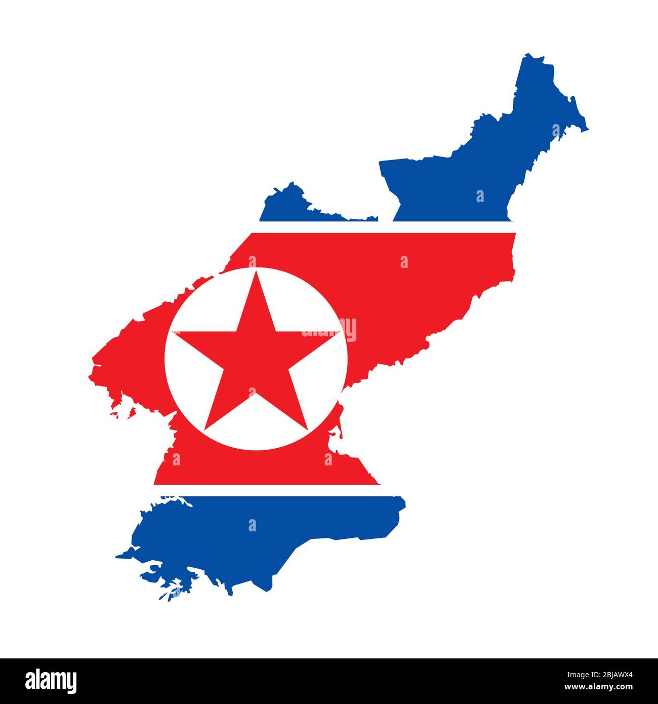 Mapa de la bandera de Corea del Norte Contorno del país con bandera