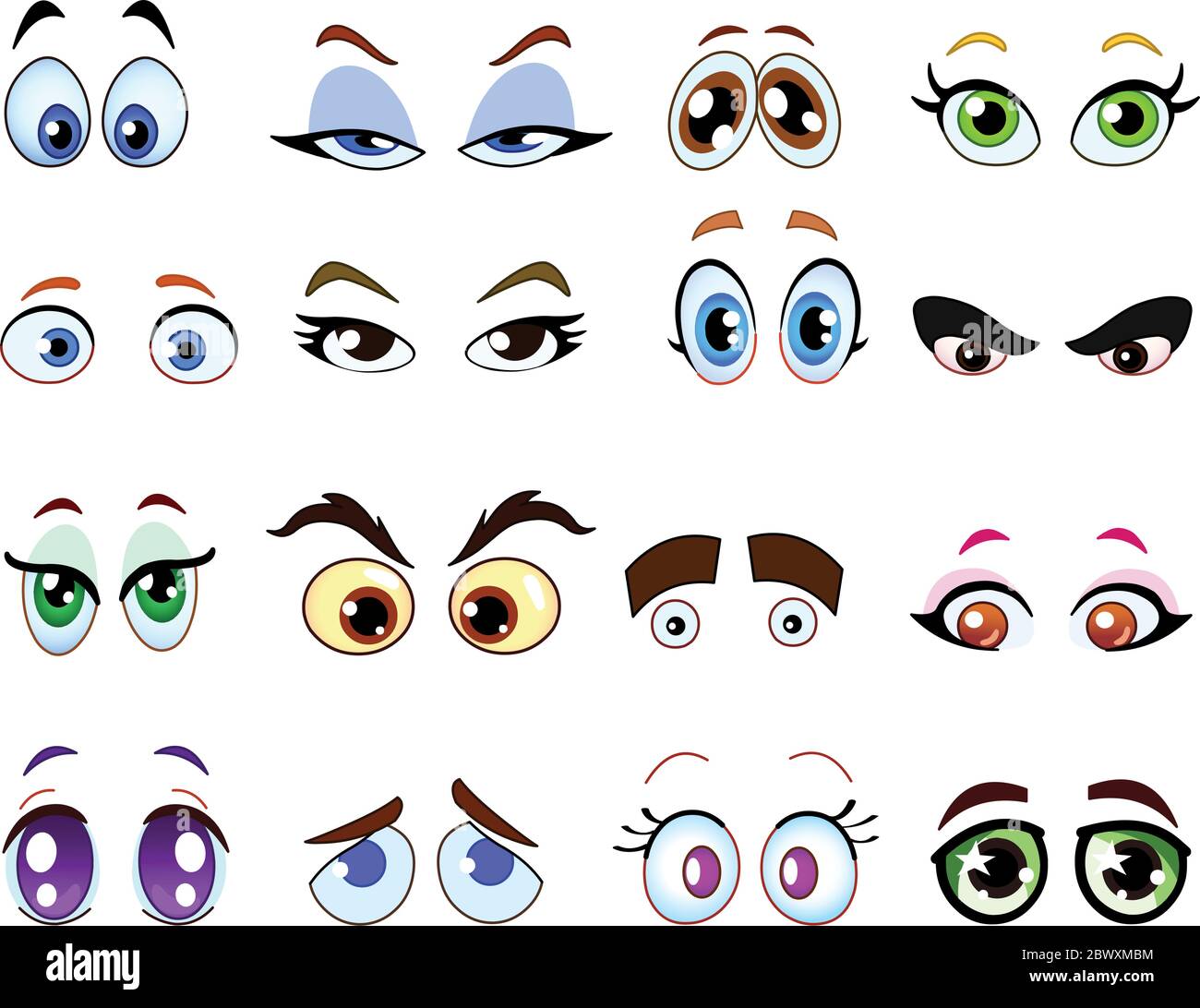 Juego De Ojos De Dibujos Animados Imagen Vector De Stock Alamy