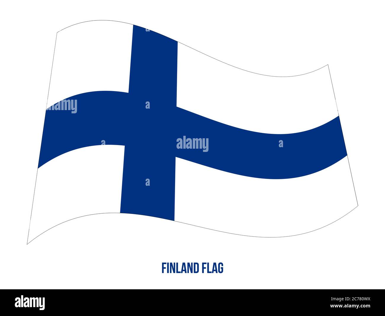 Finlandia ondear la bandera ilustración vectorial sobre fondo blanco