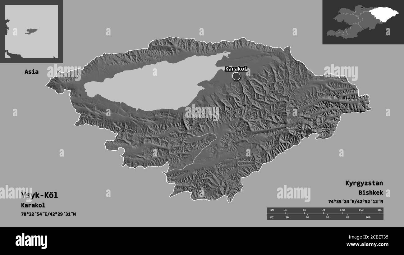 Forma De Ysyk K L Provincia De Kirguist N Y Su Capital Escala De Distancia Vistas Previas Y