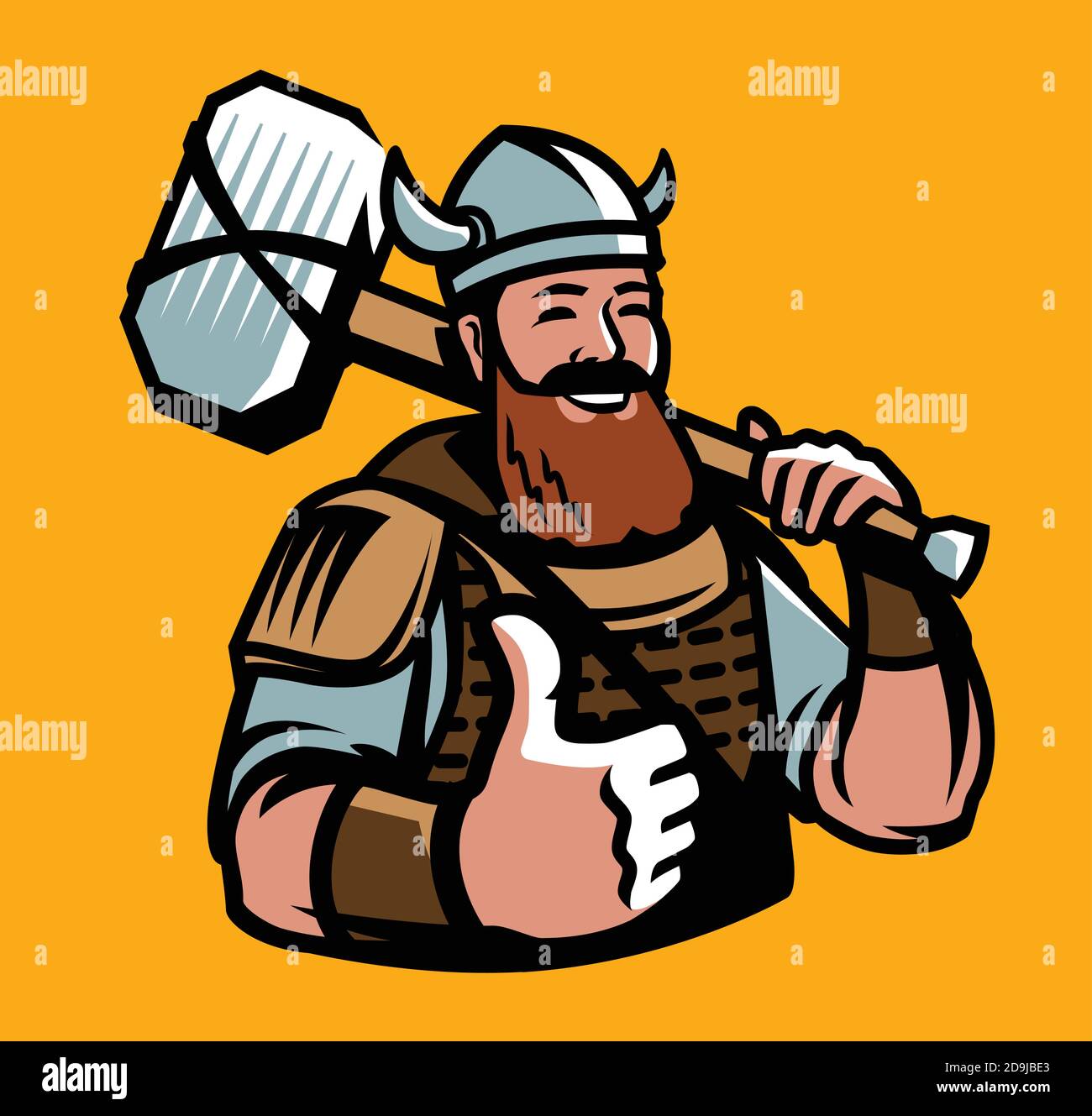 Vikingo Con Martillo Ilustraci N Vectorial De Dibujos Animados De