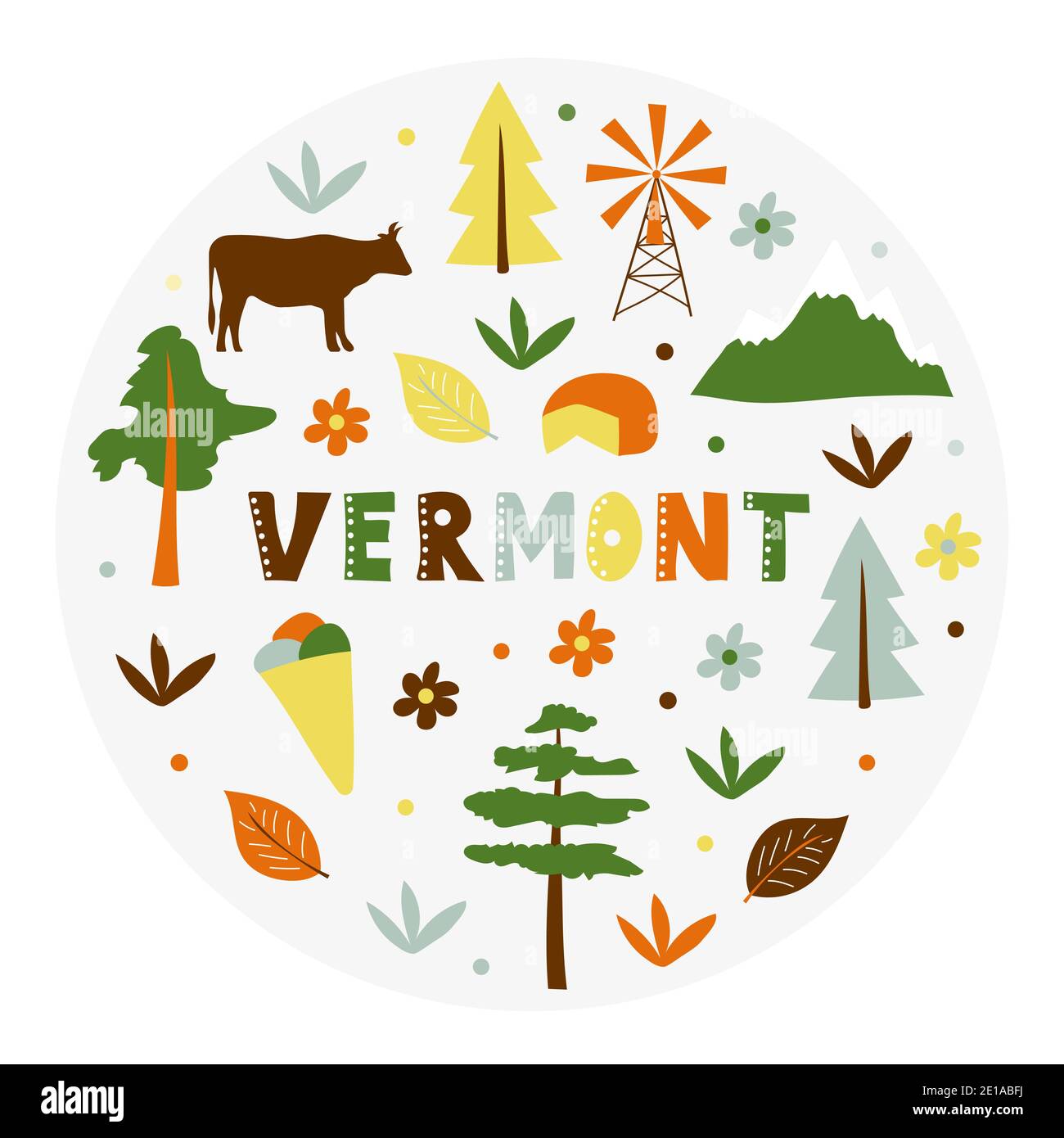 Colecci N Usa Ilustraci N Vectorial Del Tema De Vermont S Mbolos De