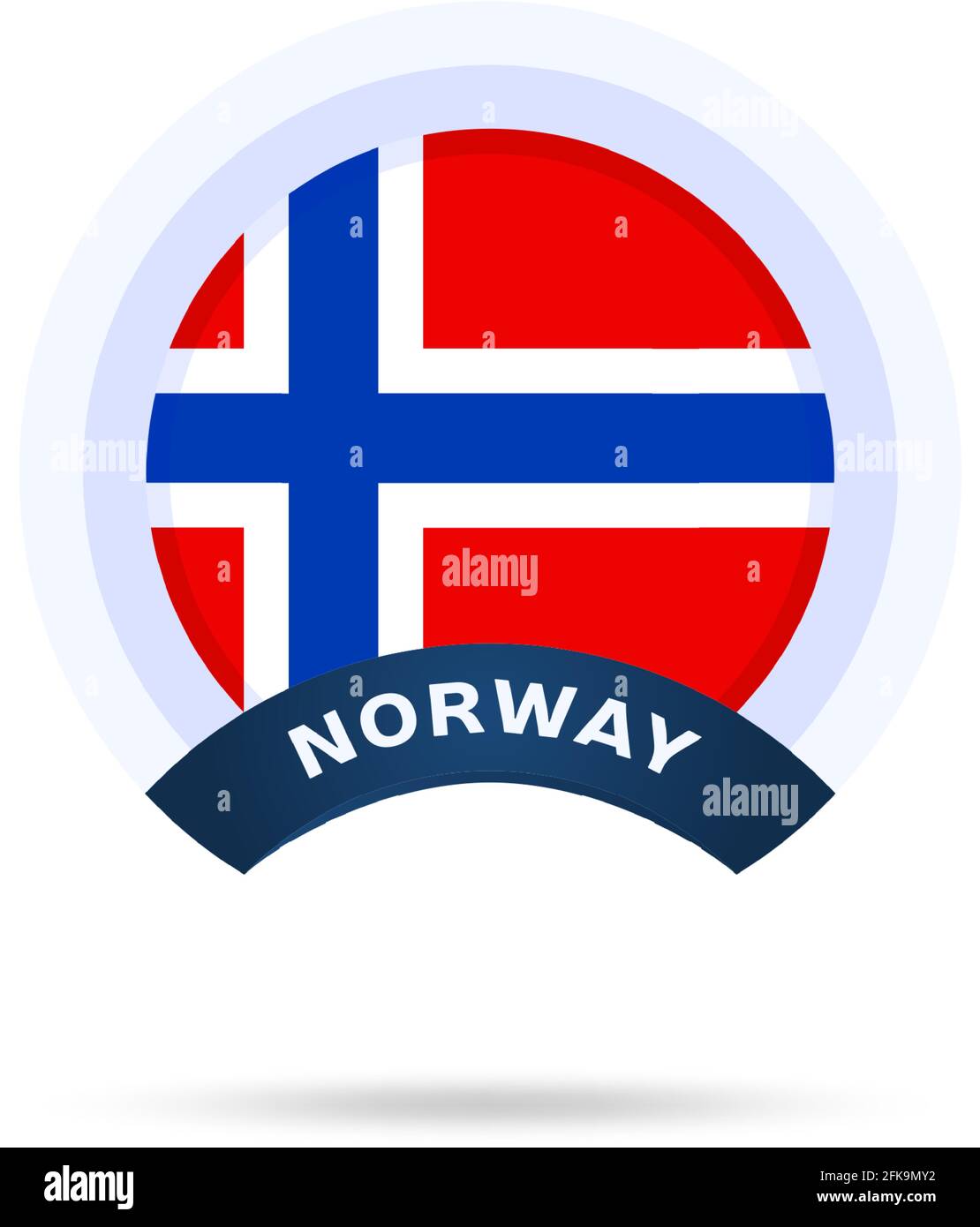 Icono de botón Círculo de la bandera nacional de noruega Bandera