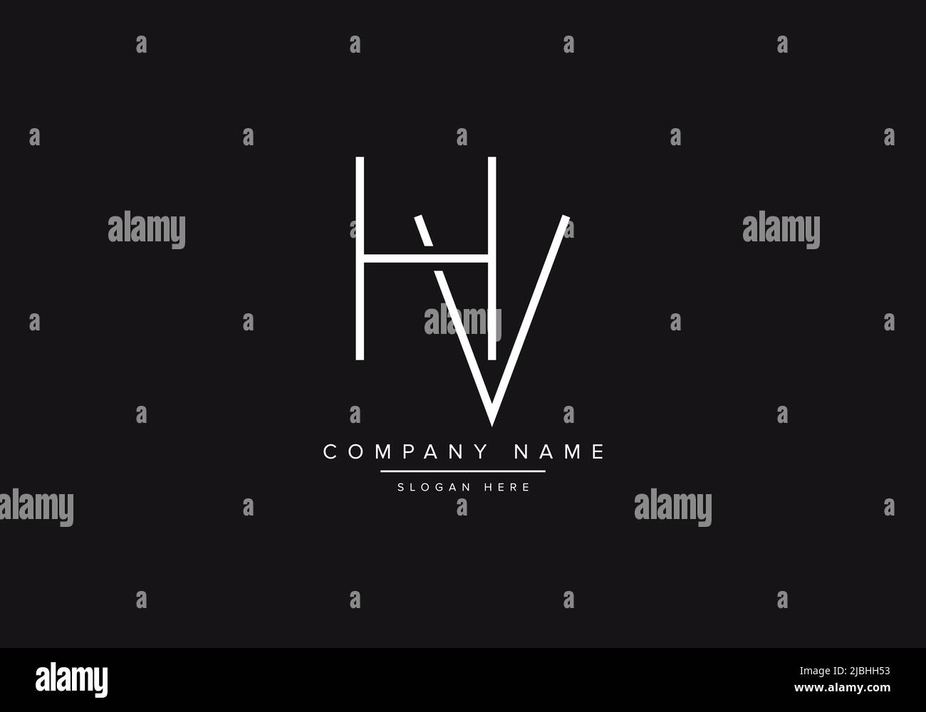Diseño inicial del logotipo de la línea del alfabeto HV del vector