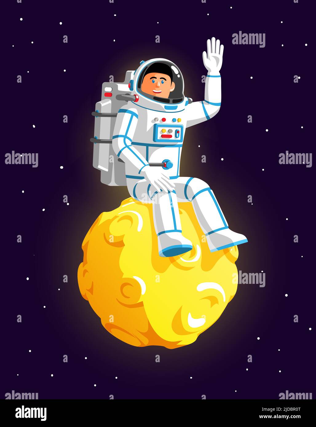 Astronauta De Dibujos Animados En La Luna Imagen Vector De Stock Alamy