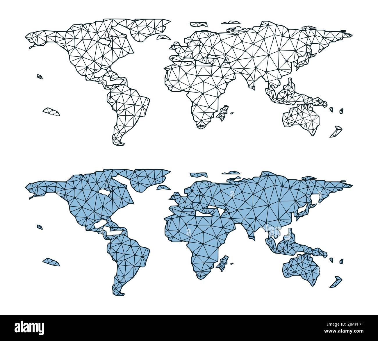 Ilustración del vector poligonal del mapa del mundo Banner geográfico