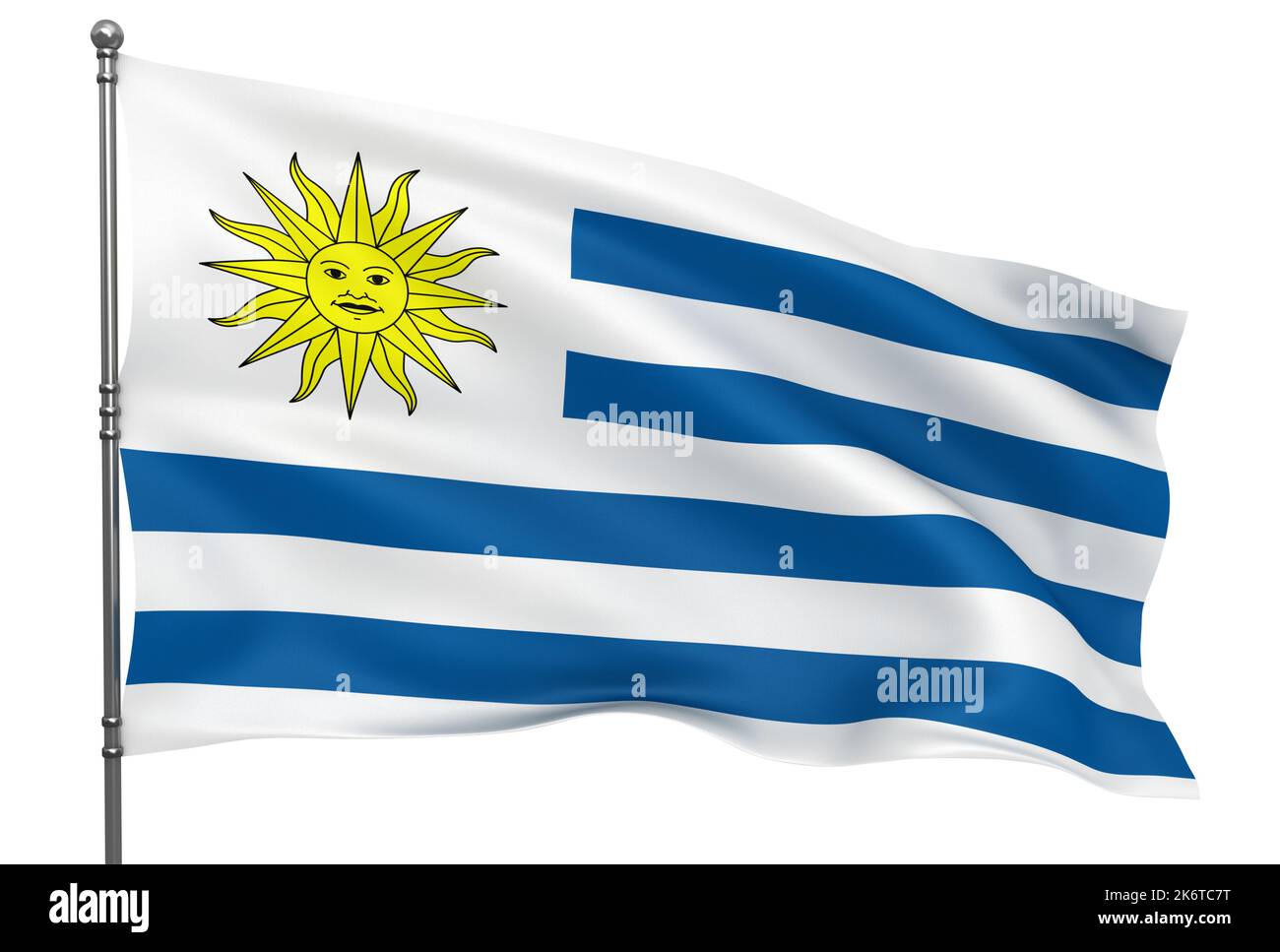 Bandera Uruguaya Ondulada Aislada Sobre Fondo Blanco Fotograf A De