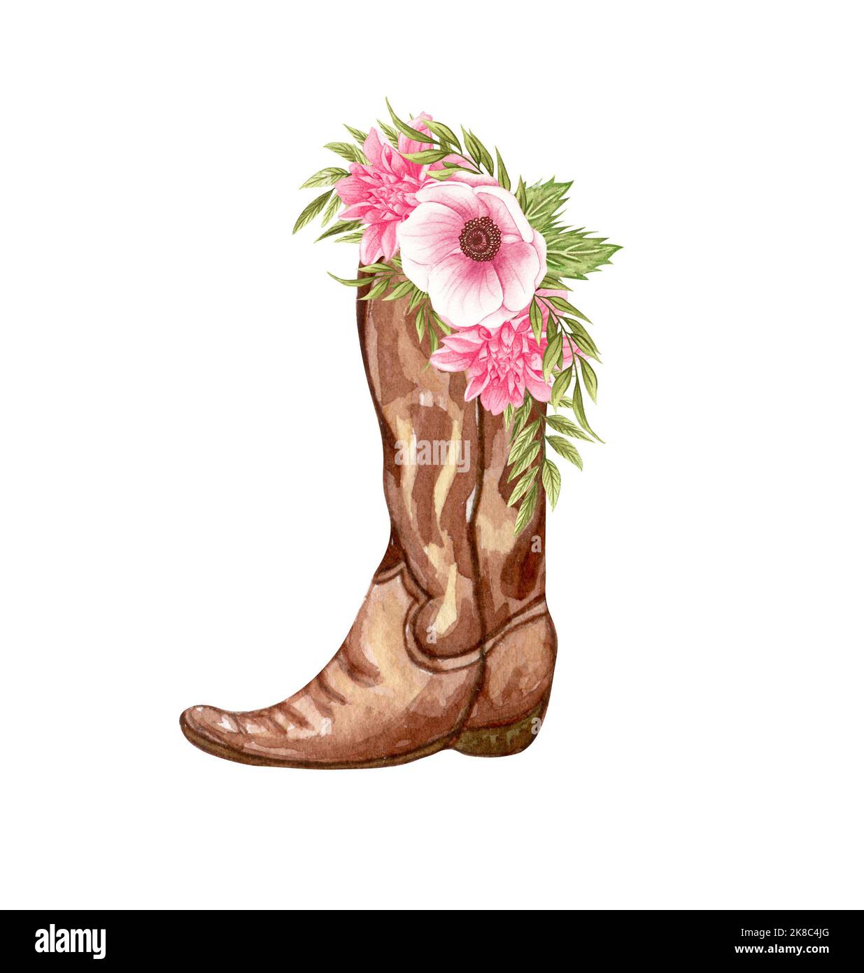 Acuarela Flores En Botas Botas De Cowboy Y Flores Casa R Stica