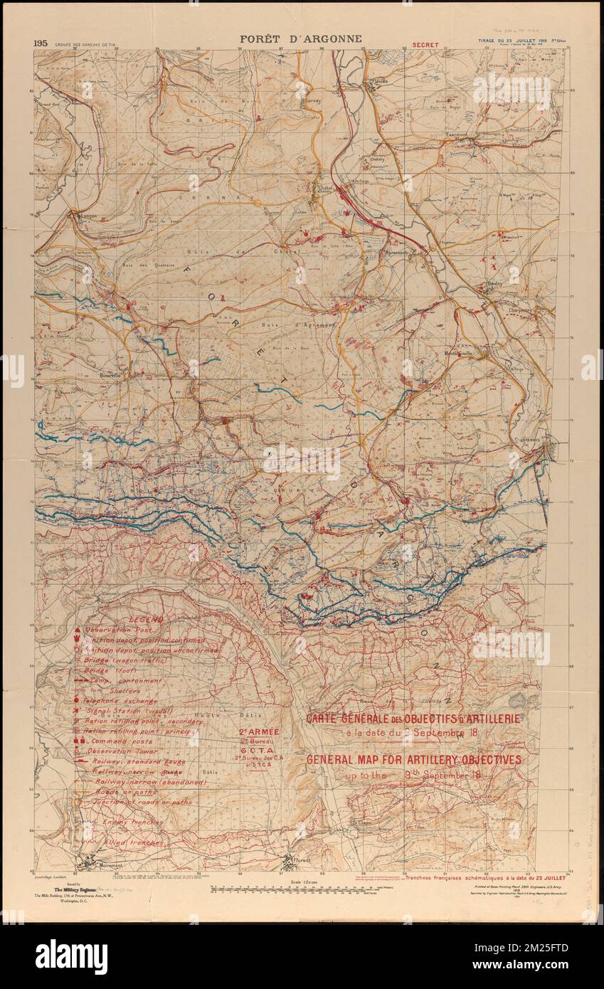 Carte générale des objectifs d artillerie à la date du 9 de septiembre