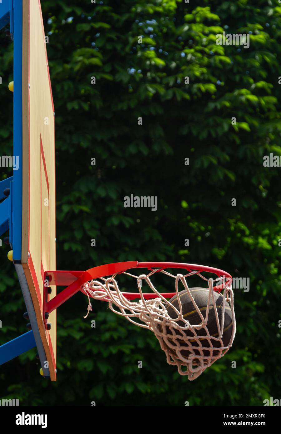 Un Baloncesto En La Red La Bola De Mosca Est En El Anillo Un Juego