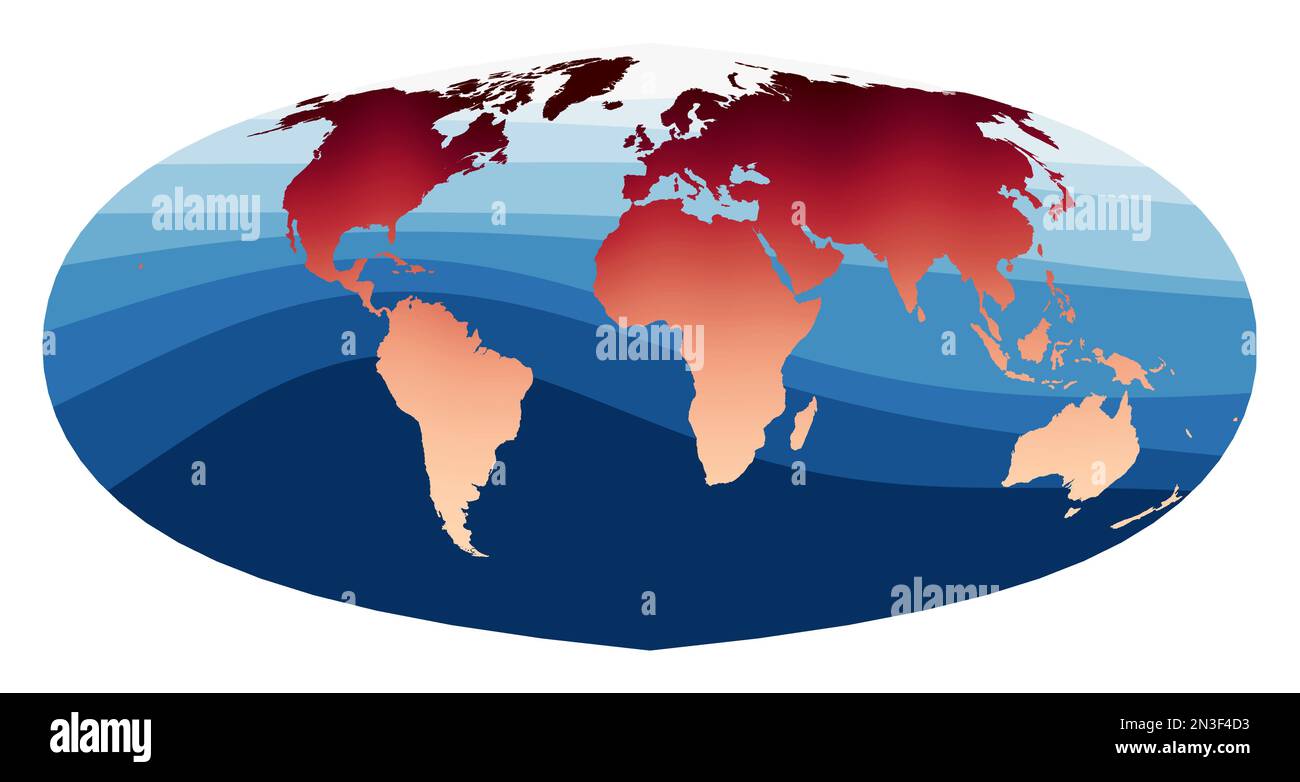 Mapa del mundo Vector Proyección sinusoidal de Foucaut Mundo en