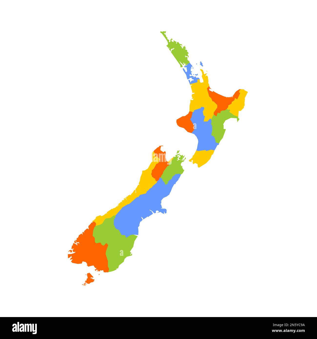 Nueva Zelanda Mapa político de las divisiones administrativas