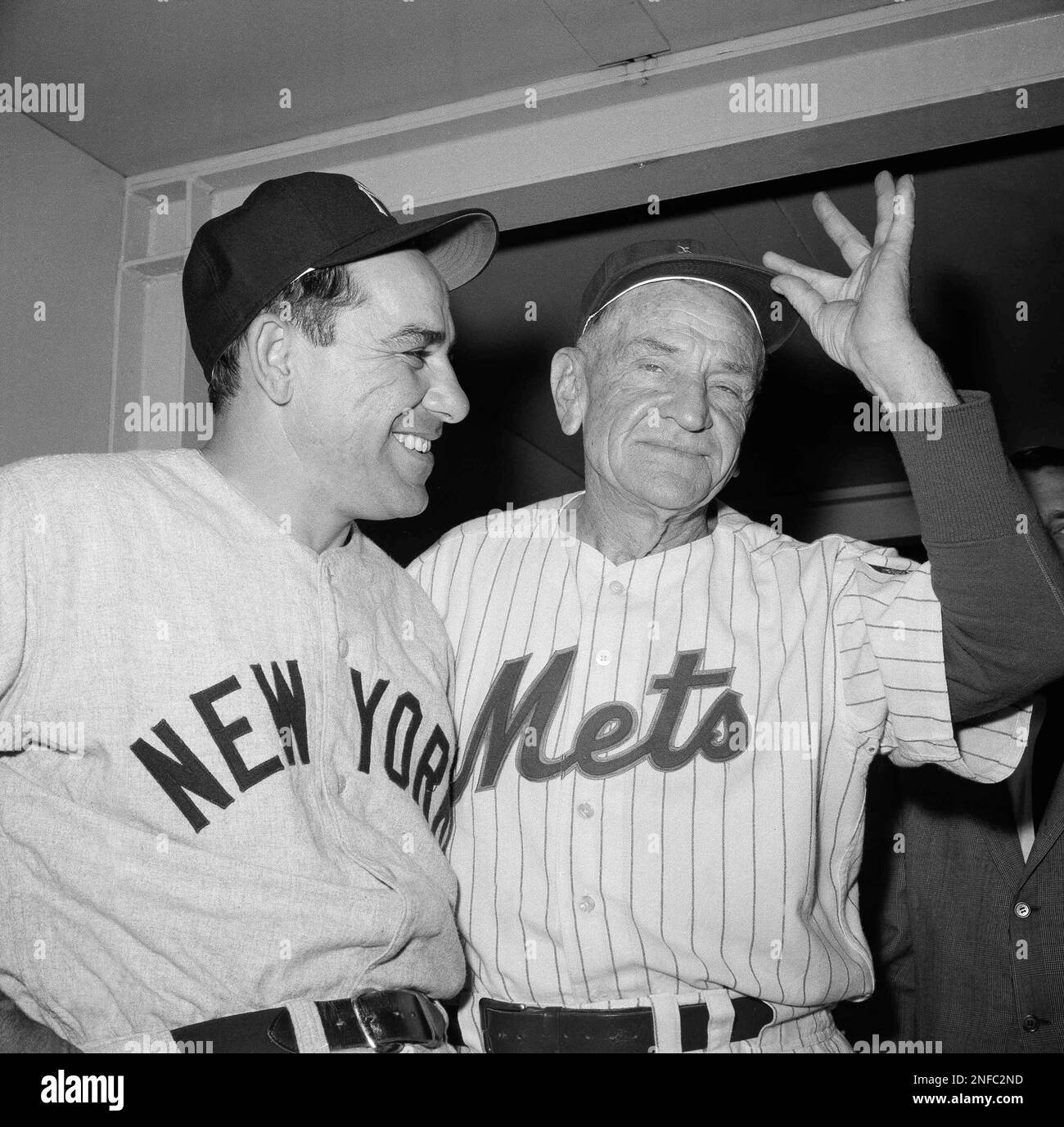 New York Yankees Manager Yogi Berra Left And New York Mets Manager