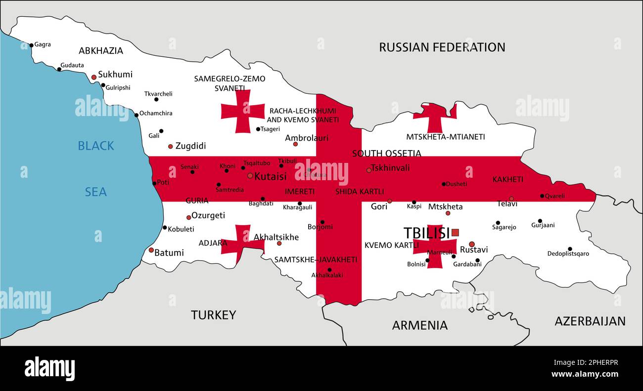 Georgia Mapa Pol Tico Muy Detallado Con La Bandera Nacional Aislado En