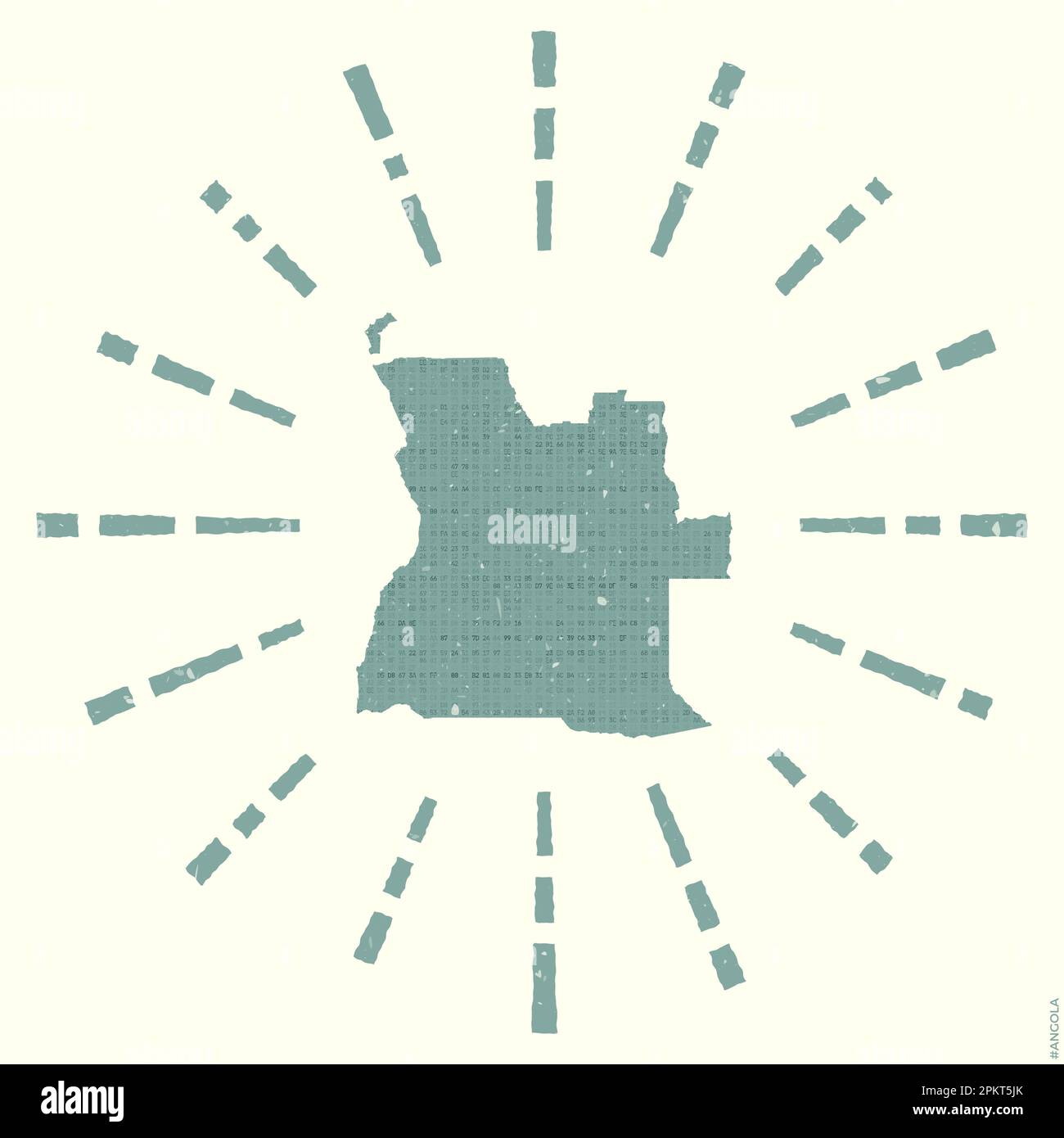 Logotipo De Angola P Ster De Grunge Sunburst Con Mapa Del Pa S Forma