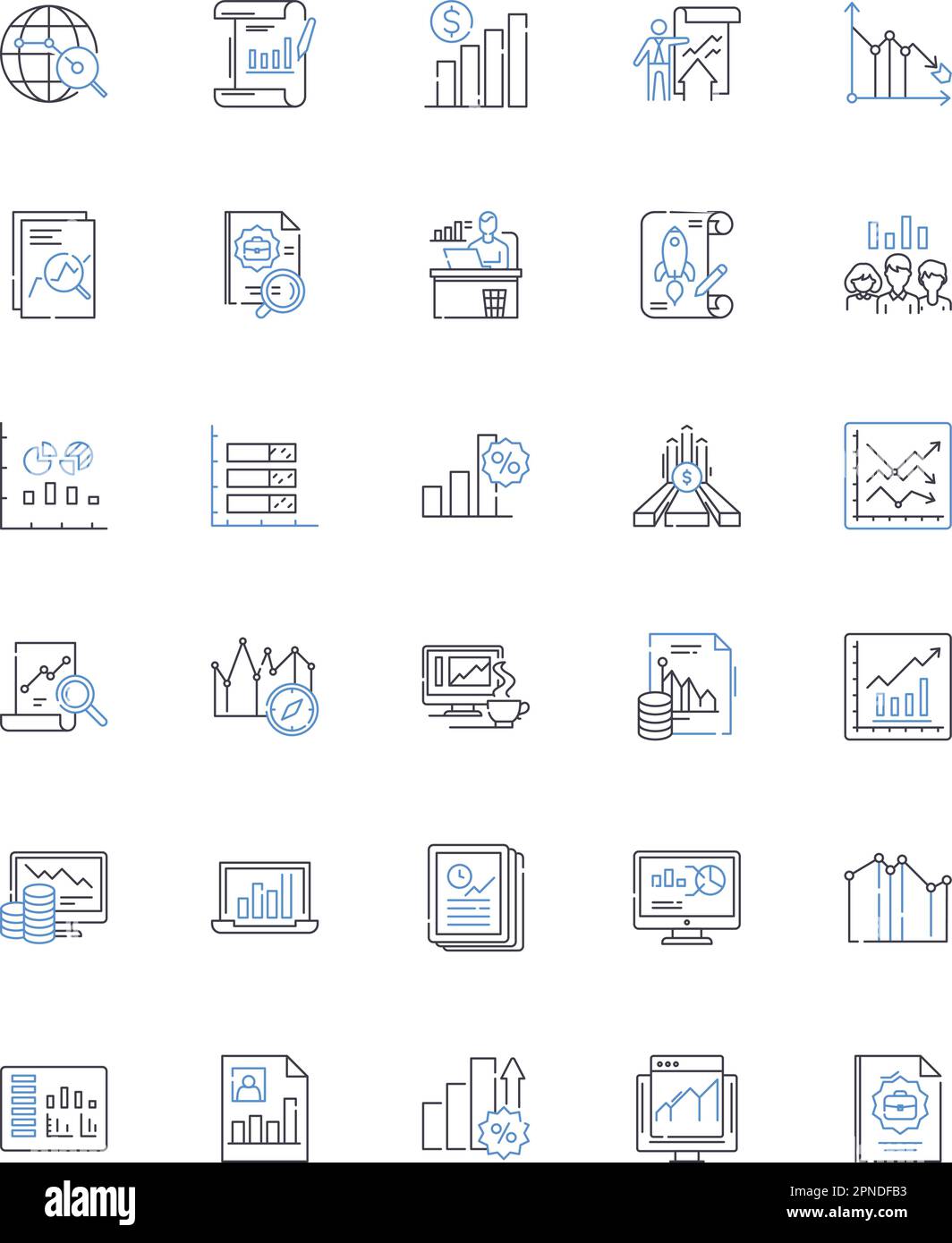Colección de iconos de línea de datos numéricos Estadísticas Análisis