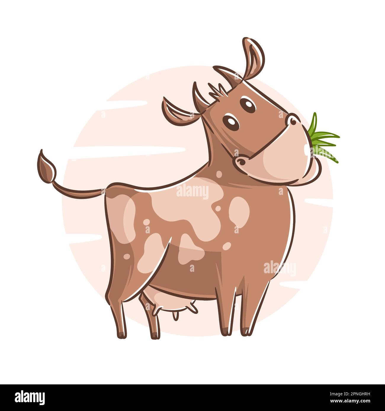 Dibujado A Mano Vaca Dibujos Animados Clipart Imagen Vector De Stock