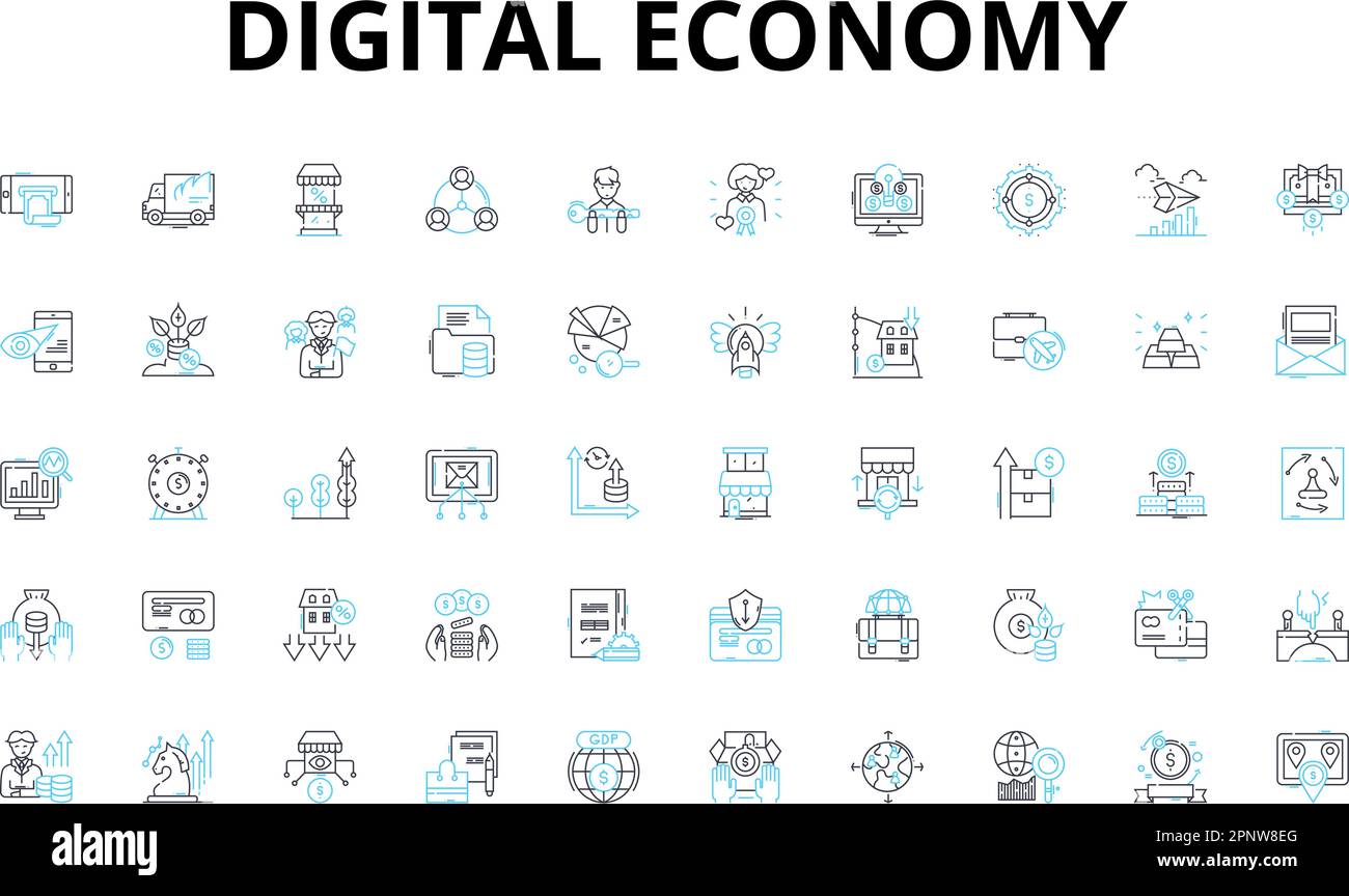 Conjunto De Iconos Lineales De Econom A Digital Comercio Electr Nico