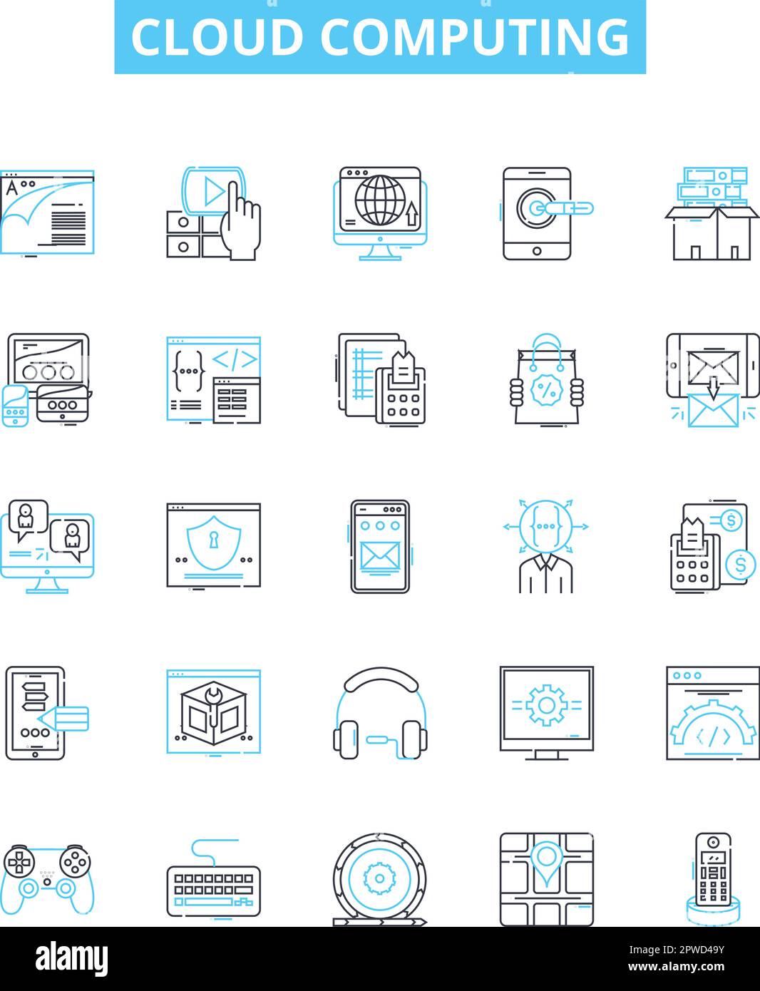 Cloud Computing Vector Line Iconos Set Nube Inform Tica