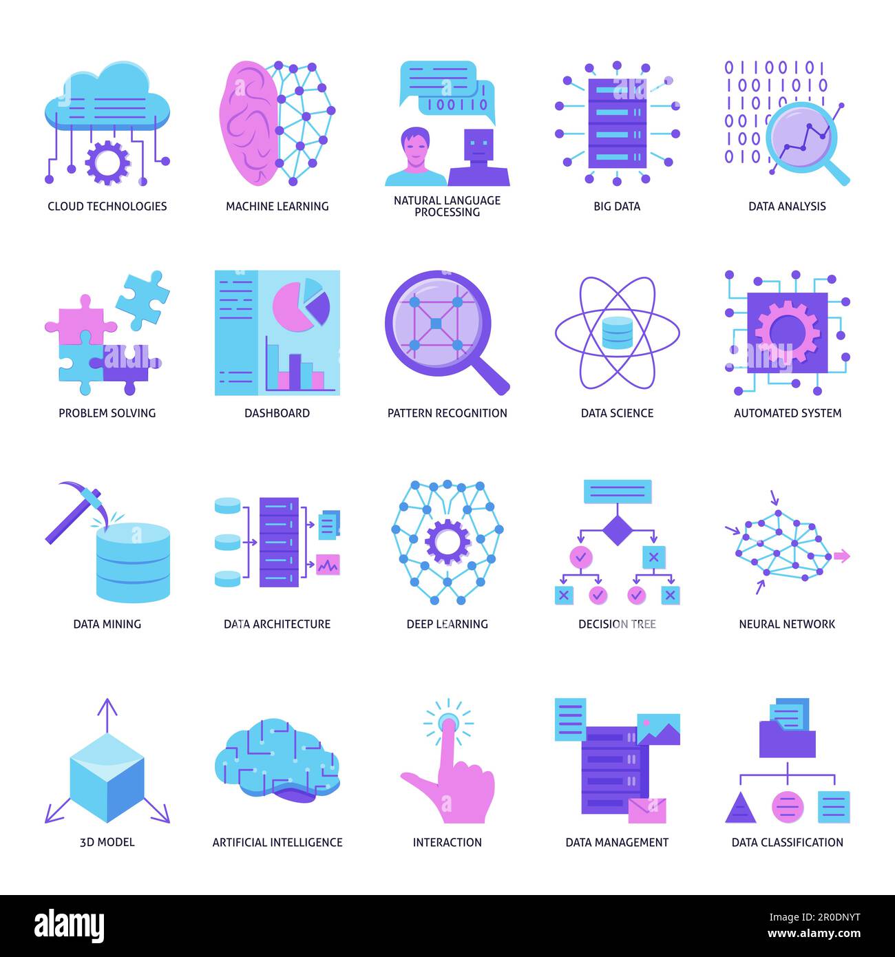 Icono De Red Neuronal Artificial En Estilo Plano Aprendizaje Profundo