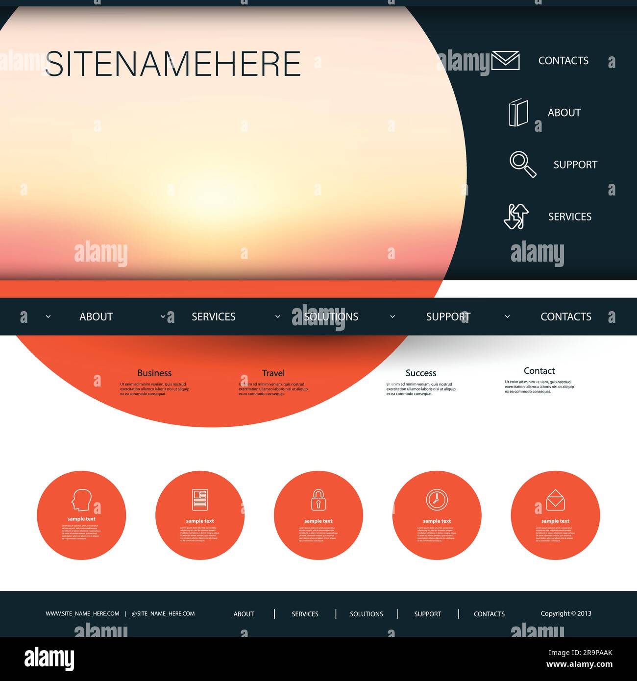 Plantilla de diseño de sitio web para su negocio con Sunset Sky Imagen