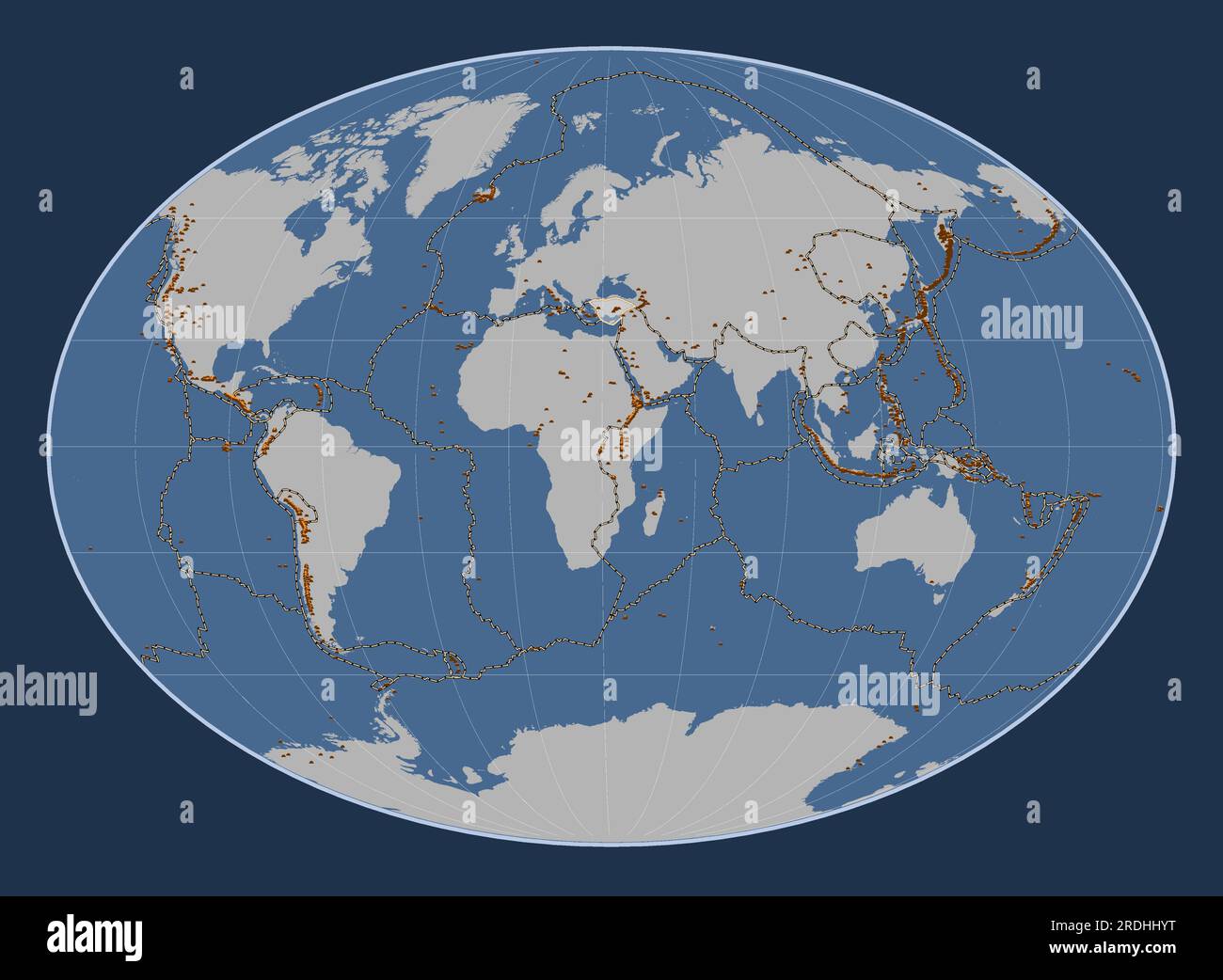 Forma de la placa tectónica de Anatolia en el mapa de contorno sólido