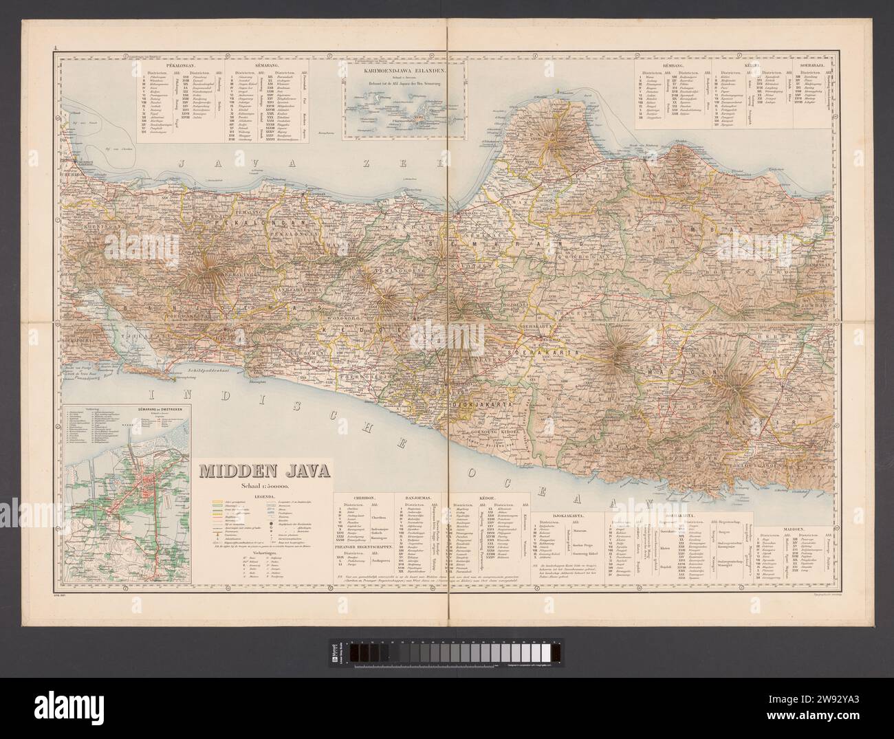 Mapa de Middle Java institución topográfica 1907 imprimir Mapa de