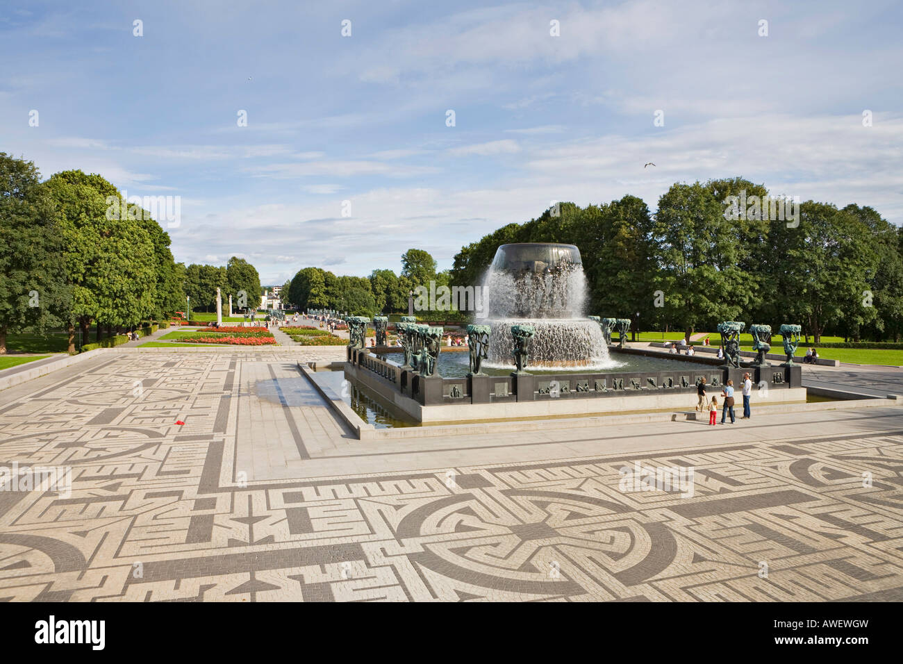 Fuente En El Parque De Esculturas De Vigeland En El Parque Frogner