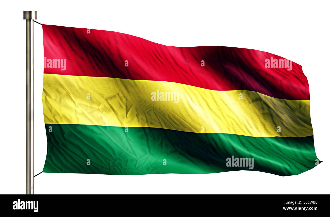 Bolivia Bandera Nacional aislado fondo blanco 3D Fotografía de stock