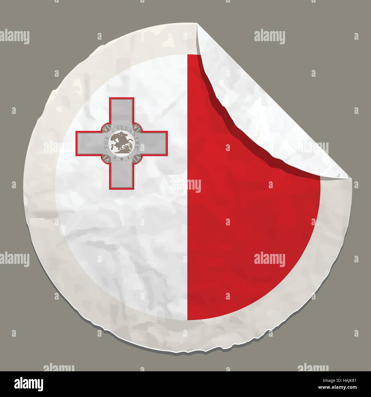 S Mbolo De La Bandera De Malta En Una Etiqueta De Papel Imagen Vector