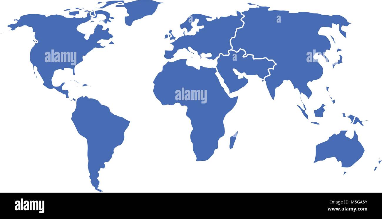 Silueta Azul Aislado Mapa Del Mundo Imagen Vector De Stock Alamy